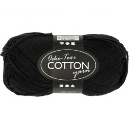 Fil de coton, dim. 8/4, L : 170 M, noir, 50 gr/ 1 boule [HOB-431310]