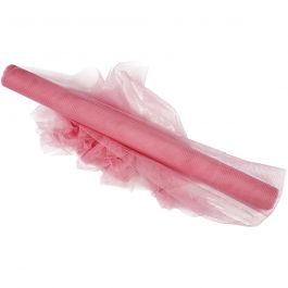 Tulle, L : 50 cm, rose, 5 m/ 1 rouleau [HOB-44613]