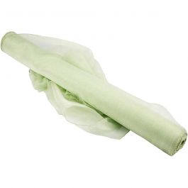 Tissu d'organza, vert clair, L: 50 cm, brillante, 10 m/ 1 rouleau [HOB-44653]