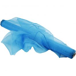 Tissu d'organza, L: 50 cm, turquoise, 10 m/ 1 rouleau [HOB-44666]