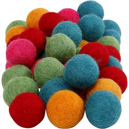 Perles feutrées, d 20 mm, Couleurs vives, 64 pièces/ 1 Pq. [HOB-45137]