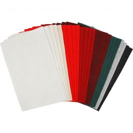 Feutrine synthétique, feuille 20x30 cm, ép. 1,5 mm, 180-200 gr, ass. de couleurs, 24 flles ass./ 1 Pq. [HOB-45296]
