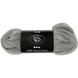 Laine Mérinos, ép. 21 my, gris, 100 gr/ 1 Pq. [HOB-46084]