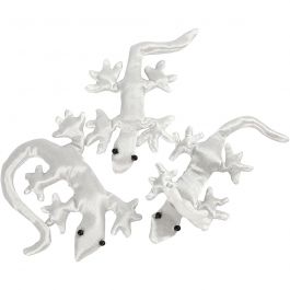 Reptiles en tissu, dim. 10-14 cm, blanc, 3 pièces/ 1 Pq. [HOB-495003]