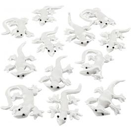 Reptiles en tissu, dim. 10-14 cm, blanc, 12 pièces/ 1 Pq. [HOB-49513]