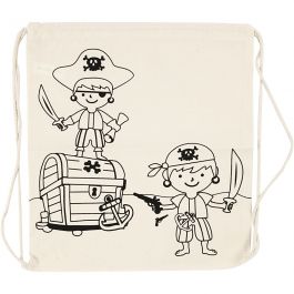 Sac de sport à cordon, pirates, dim. 37x41 cm, 110 gr, naturel clair, 1 pièce [HOB-499651]