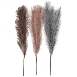 Herbe de la pampa, L : 50 cm, dusty blue, violet givré, rose antique, 3 pièces/ 1 boule [HOB-50206]