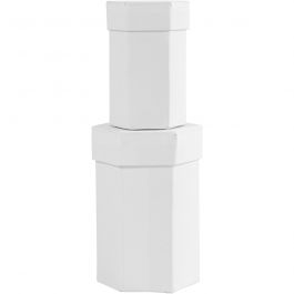 Boîtes hexagonales, H : 7+9 cm, dim. 4,5+6 cm, blanc, 2 pièces/ 1 set [HOB-504325]
