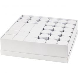 Boîtes, H : 7+9 cm, dim. 4,5+6 cm, blanc, 36 set/ 1 Pq. [HOB-50432]