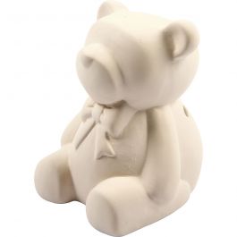 Oursons tirelires, blanc, H: 9 cm, 10 pièce/ 1 boîte [HOB-50537]