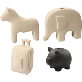 Tirelire , H: 10-16 cm, noir, blanc, 4x8 pièce/ 1 boîte [HOB-50545]