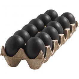 Oeuf en Plastique, H : 6 cm, noir, 12 pièces/ 1 Pq. [HOB-51025]