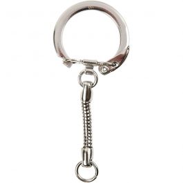 Porte-clés avec chaîne, L : 6 cm, d 2,3 cm, 5 pièces/ 1 Pq. [HOB-512821]