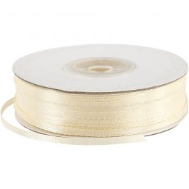 Ruban de satin, L : 3 mm, blanc cassé, 100 m/ 1 rouleau [HOB-51366]