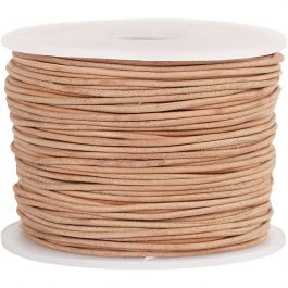 Cordon de cuir, ép. 1 mm, beige, 50m/ 1 rouleau [HOB-51528]