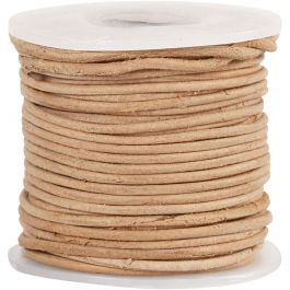 Cordon de cuir, ép. 1 mm, naturel, 10 m/ 1 rouleau [HOB-51553]