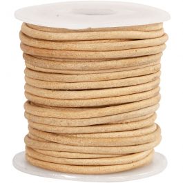 Cordon de cuir, ép. 2 mm, beige, 10 m/ 1 rouleau [HOB-51555]