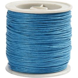 Ficelle de coton, ép. 1 mm, turquoise, 40 m/ 1 rouleau [HOB-51572]