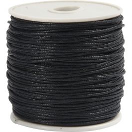 Ficelle de coton, ép. 1 mm, noir, 40 m/ 1 rouleau [HOB-51580]