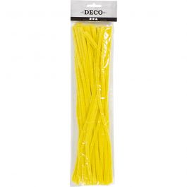 Fil chenille, L : 30 cm, ép. 6 mm, jaune, 50 pièces/ 1 Pq. [HOB-51616]