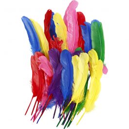 Plumes, L : 20 cm, ass. de couleurs, 36 pièces/ 1 Pq. [HOB-51818]