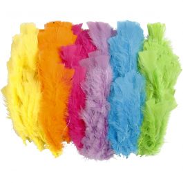 Plumes, L : 11-17 cm, ass. de couleurs, 144 boule/ 1 Pq. [HOB-51846]