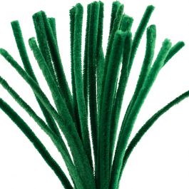 Fil chenille, L : 30 cm, ép. 9 mm, vert foncé, 25 pièces/ 1 Pq. [HOB-52098]