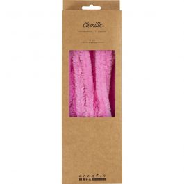 Fil chenille, L : 30 cm, ép. 15 mm, rose, 15 pièces/ 1 Pq. [HOB-52101]