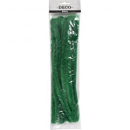 Fil chenille, L : 30 cm, ép. 15 mm, vert foncé, 15 pièces/ 1 Pq. [HOB-52104]