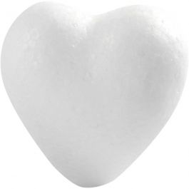 Coeurs en polystyrène, H : 6 cm, P: 3 cm, L : 6 cm, blanc, 50 pièces/ 1 Pq. [HOB-543522]