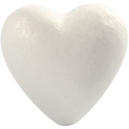 Coeurs en polystyrène, H: 8 cm, P: 4,5 cm, blanc, 5 pièce/ 1 Pq. [HOB-543541]
