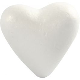 Coeurs en polystyrène, H : 11 cm, P: 5 cm, L : 11,5 cm, blanc, 5 pièces/ 1 Pq. [HOB-543561]