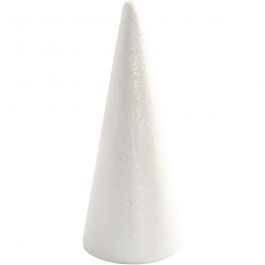 Cônes en polystyrène, H : 19,5 cm, d 7 cm, blanc, 1 pièce [HOB-54362]