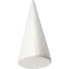 Cônes en polystyrène, H : 25 cm, d 10 cm, blanc, 1 pièce [HOB-54367]