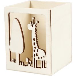 Pot à crayons, girafe, H : 10 cm, L : 8 cm, 1 pièce [HOB-54434]