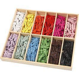 Mini pince à linge, L : 25 mm, L : 3 mm, ass. de couleurs, 12x24 pièces/ 1 Pq. [HOB-56449]