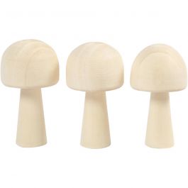 Champignon en bois, H : 5,2 cm, d 2,9 cm, 3 pièces/ 1 Pq. [HOB-56935]