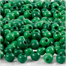 Perles en Bois, d 5 mm, diamètre intérieur 1,5 mm, vert, 6 gr/ 1 Pq. [HOB-570397]