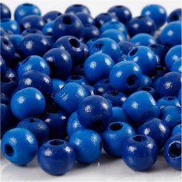 Perles en Bois, d 8 mm, diamètre intérieur 2 mm, bleu, 15 gr/ 1 Pq. [HOB-570498]