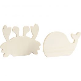 Figurines du monde marin, Crabe et baleine, H : 9,5-12 cm, L : 16 cm, ép. 1,2 cm, 2 pièces/ 1 Pq. [HOB-57975]