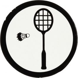 Étiquette en carton, raquette de badminton, d 25 mm, blanc/noir, 20 pièces/ 1 Pq. [HOB-586035]