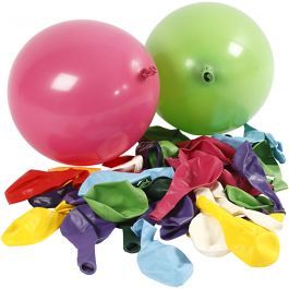 Ballons, Ronds, d 23 cm, ass. de couleurs, 100 pièces/ 1 Pq. [HOB-59107]