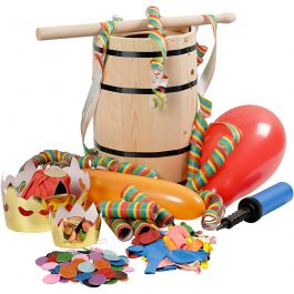 Tonneau de carnaval avec accessoires, H : 38 cm, petit, 1 set [HOB-59208]