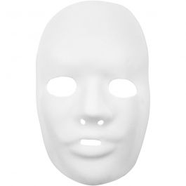 Masque visage , H : 24 cm, L : 15,5 cm, blanc, 12 pièces/ 1 Pq. [HOB-59242]