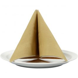 Serviettes de table, dim. 40x40 cm, 60 gr, or, 20 pièces/ 1 Pq. [HOB-598019]