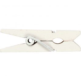 Mini pince à linge, dim. 35x7 mm, ép. 9 mm, blanc, 20pièce/ 1 Pq. [HOB-599601]