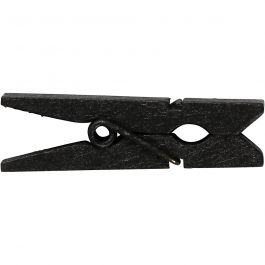 Mini pince à linge, dim. 35x7 mm, ép. 9 mm, noir, 20 pièces/ 1 Pq. [HOB-599602]