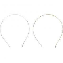 Diadèmes, L : 14 cm, L : 5 mm, doré, argenté, 2 pièces/ 1 Pq. [HOB-600984]