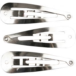 Barettes à cheveux, L : 45 mm, L : 14 mm, argenté, 10 pièces/ 1 Pq. [HOB-600991]