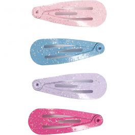 Barettes pour cheveux, L : 32 mm, L : 12 mm, bleu, rose, violet, rose clair, 4 pièces/ 1 Pq. [HOB-600993]